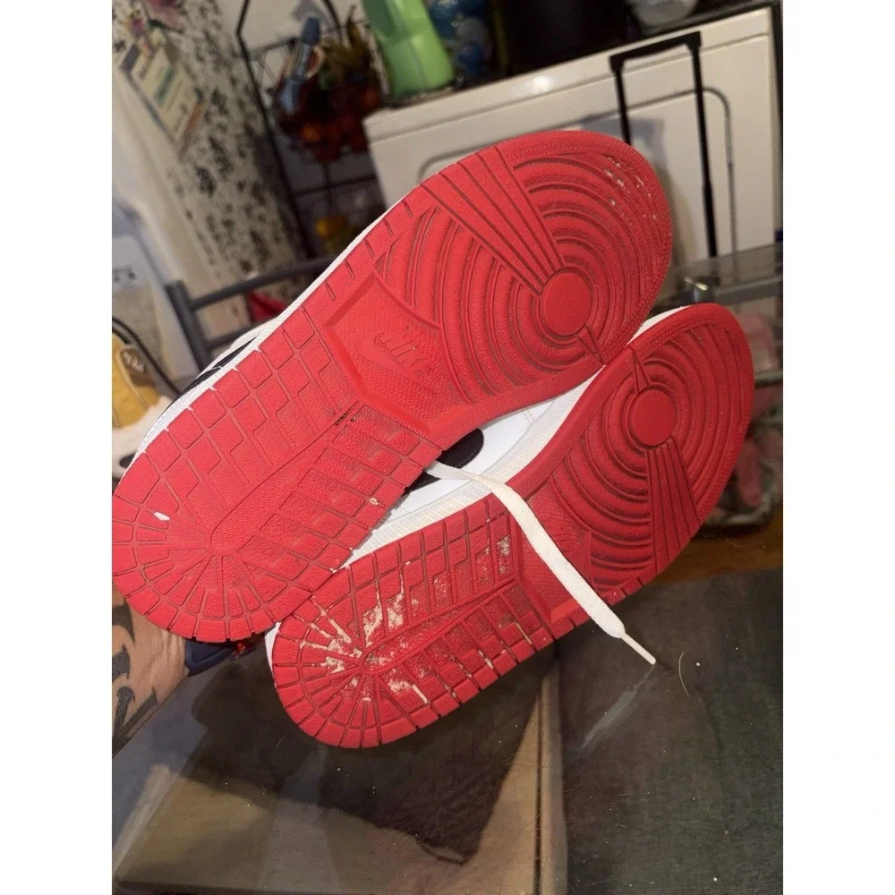 Nike Air Jordan 1 Low Basketball Sneakers White/Red/Black Size 9